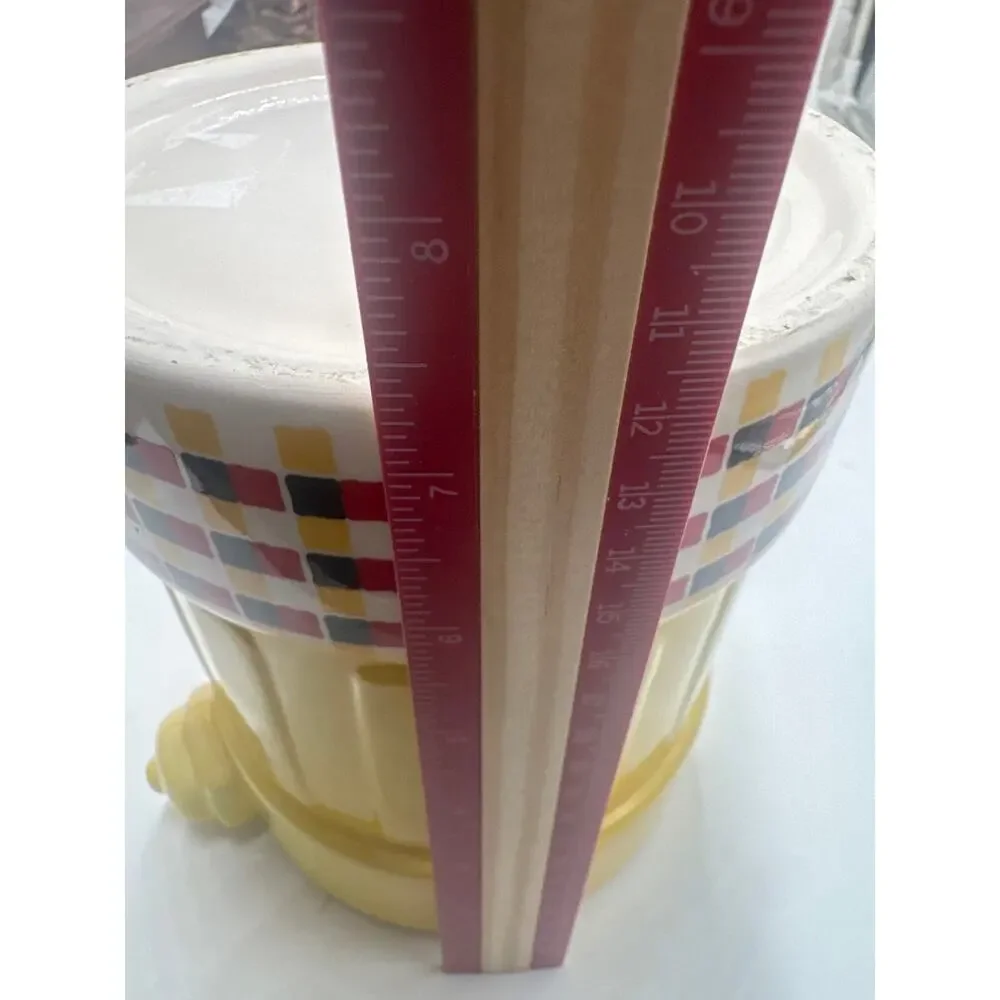 MSRF Inc Fire Hydrant Cookie Jar Yellow Ceramic Checkerboard 12